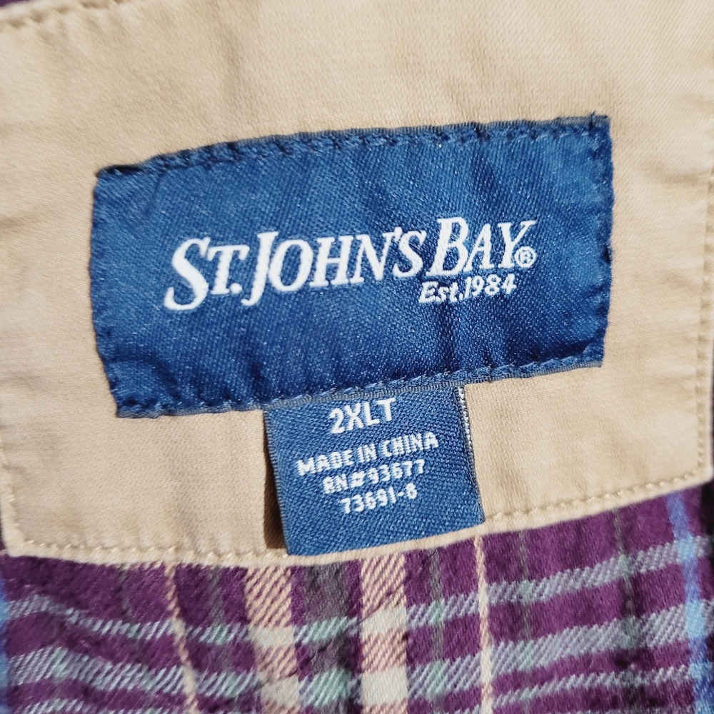 St John’s Bay Barn Coat Chore Jacket 2XLT Tan Brown Corduroy Collar Plaid Lined - Picture 12 of 14